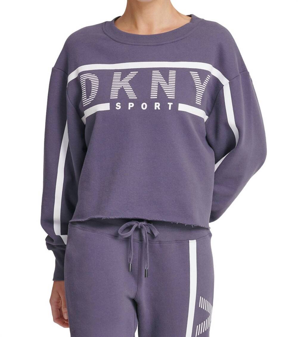 NEW DKNY logo fleece sweatshirt in moonlight